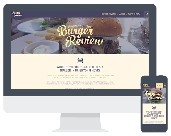 Screenshots of the Burger Review website in different devices