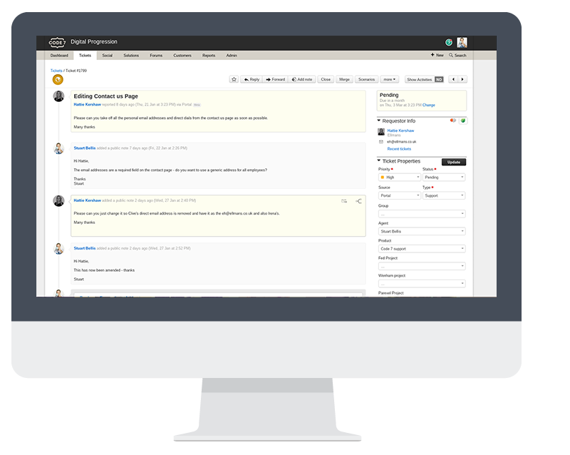 Screenshot of our support desk in action